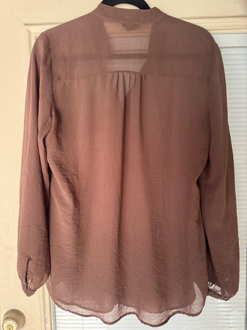 Nue Options Mauve Brown Lightweight Button-Front Blouse